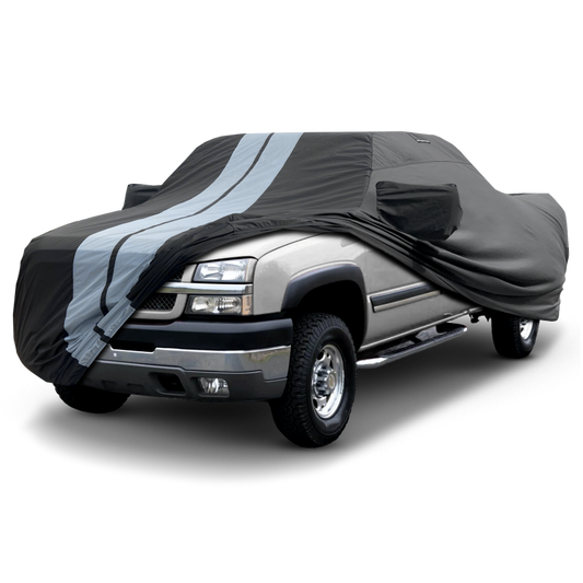 1999-2004 Chevrolet Silverado 2500 Regular Cab 8.1 ft. Long Bed Standard Mirror TitanGuard Truck Cover-STR-Black and Gray