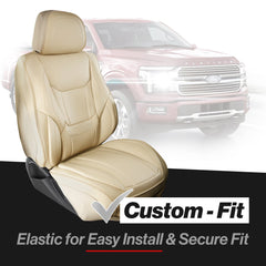 2019-2025 RAM 1500 Crew Cab Laramie Longhorn Premium Comfort Leather Front Seat Covers Beige