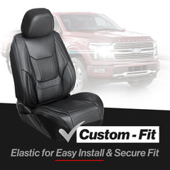 1999-2013 GMC Sierra 1500 Regular Cab Premium Comfort Leather Front Seat Covers Black