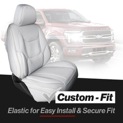 2011-2016 Ford F-250 Super Duty Super Cab Premium Comfort Leather Front Seat Covers Gray