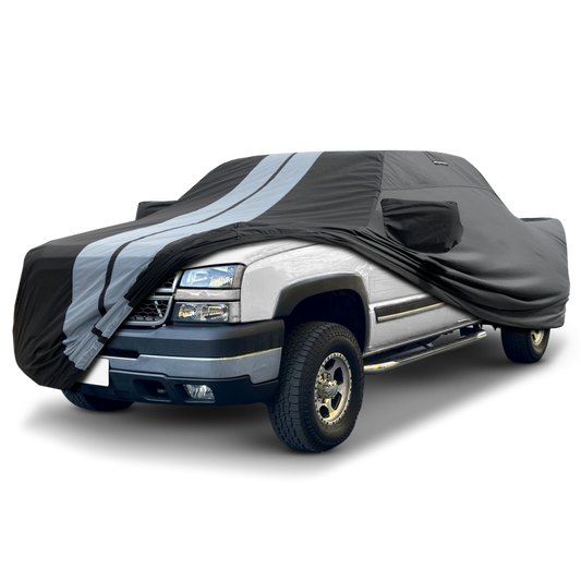 2001-2014 Chevrolet Silverado 2500HD Regular Cab 8.1 ft. Long Bed Standard Mirror TitanGuard Truck Cover-STR-Black and Gray