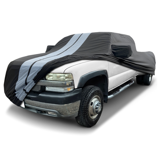 2001-2006 Chevrolet Silverado 3500 Regular Cab 8.1 ft. Long Bed Standard Mirror TitanGuard Truck Cover-STR-Black and Gray