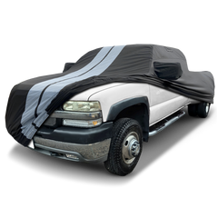 2001-2006 Chevrolet Silverado 3500 Extended Cab 8.1 ft. Long Bed Standard Mirror TitanGuard Truck Cover-STR-Black and Gray