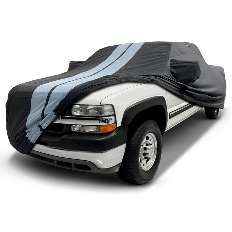 2001-2014 Chevrolet Silverado 2500HD Extended Cab 6.6 ft. Regular Bed Standard Mirror TitanGuard Truck Cover-STR-Black and Gray