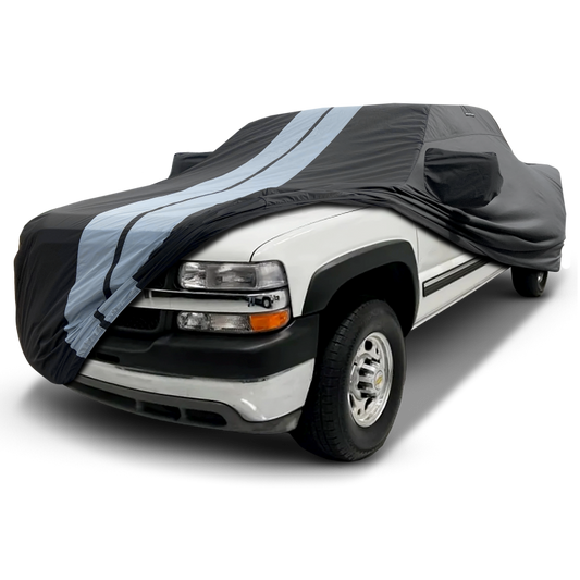 2001-2014 Chevrolet Silverado 2500HD Extended Cab 6.6 ft. Regular Bed Standard Mirror TitanGuard Truck Cover-STR-Black and Gray