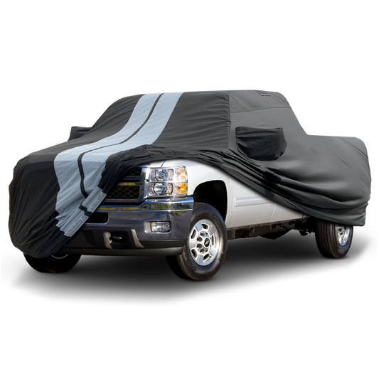 2001-2014 Chevrolet Silverado 2500HD Crew Cab 8.1 ft. Long Bed Trailer Mirror TitanGuard Truck Cover-STR-Black and Gray