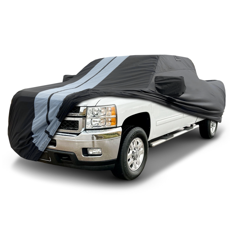 2007-2014 Chevrolet Silverado 3500HD Regular Cab 8.1 ft. Long Bed Standard Mirror TitanGuard Truck Cover-STR-Black and Gray