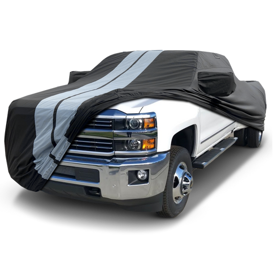 2015-2019 Chevrolet Silverado 3500HD Regular Cab 8.1 ft. Long Bed Standard Mirror TitanGuard Truck Cover-STR-Black and Gray