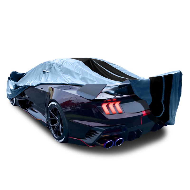 2016-2024 Ford Mustang Shelby w/ High Wing TitanGuard Car Cover-Gray and Black