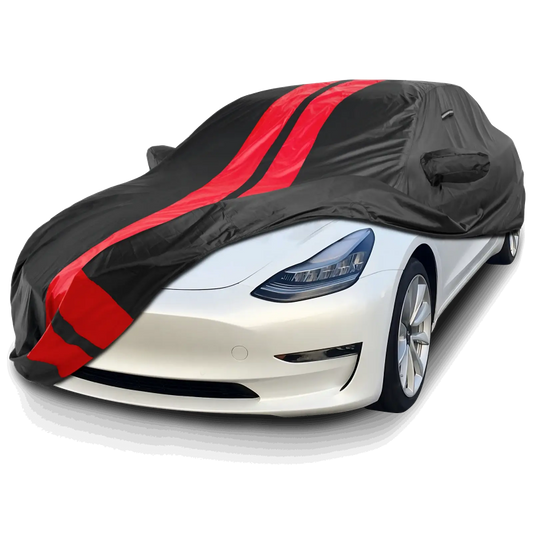 2017-2024 Tesla Model 3 TitanGuard Car Cover-Black and Red