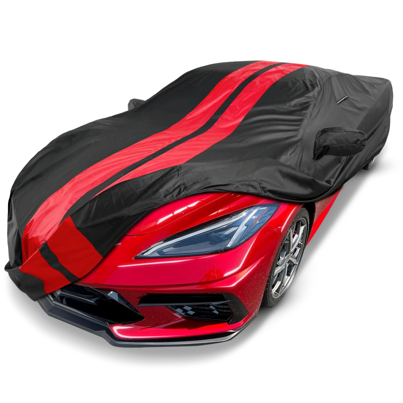 2020-2024 Chevrolet Corvette w/o High Wing Spoiler TitanGuard Car Cover-Black and Red