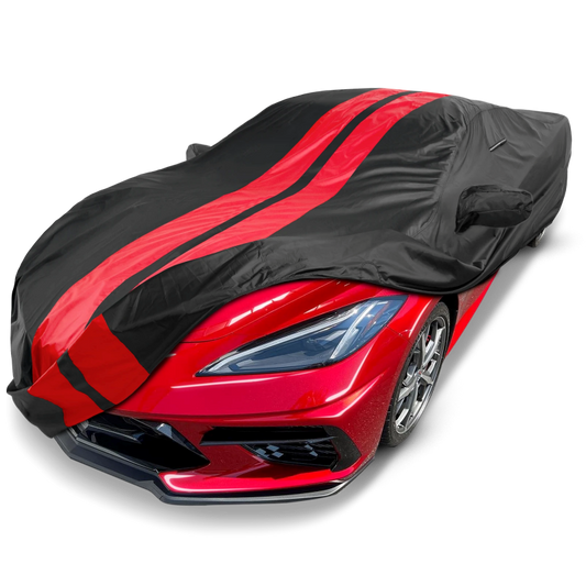 2020-2024 Chevrolet Corvette w/o High Wing Spoiler TitanGuard Car Cover-Black and Red