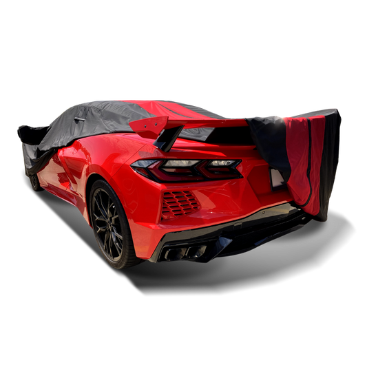 2020-2024 Chevrolet Corvette w/ High Wing Spoiler TitanGuard Car Cover-Black and Red